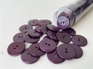 Poleret perlemorsknap - mørk lilla og blank, 22 mm