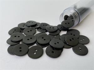Perlemorsknap - sort og semi mat, 15 mm
