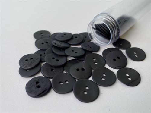 Perlemorsknap - sort og mat, 15 mm