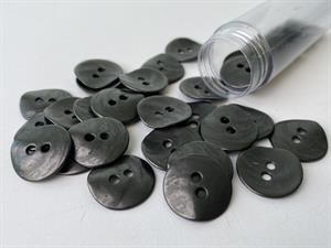 Metalknap - gråsort i bøjet look, 17 mm