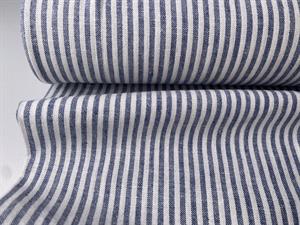 Vævet hør/bomuld - garnfarvede striber i jeansblue