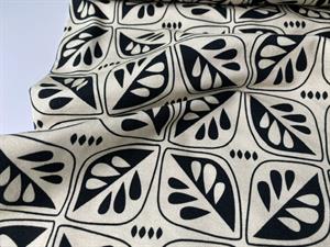 French terry - lækkert grafisk mønster på natur bund