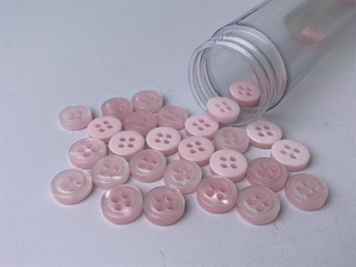 Skjorteknap - klassisk, blank og baby lyserød, 10 mm