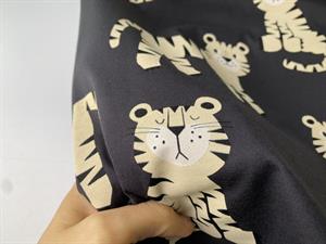Bomuldsjersey - antracit med nuttet tiger
