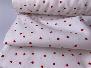 Fastvævet bomuldspoplin - små fine hjerter