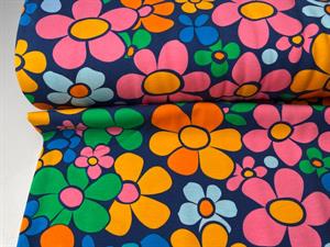 Bomuldsjersey - fantastiske retro blomster, gots