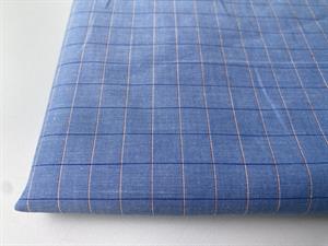 Skjortepoplin - lækre tern i chambray blue