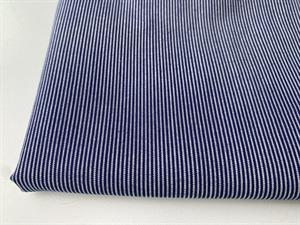 Skjortepoplin - micro striber i navyblue og offwhite