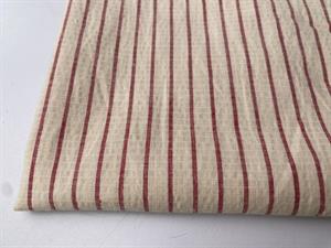 Crepet bomuld - flotte røde striber på natur bund