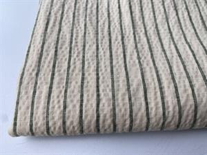 Crepet bomuld - flotte grønne striber på natur bund