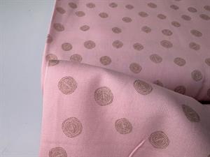 Bomuldspoplin - rosa med lille beige snirkel, økologisk