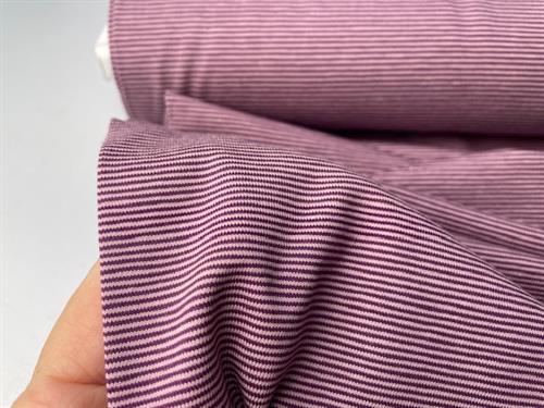 Bomuldsjersey - mikro striber i bordeaux/old rose