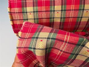 Fastvævet bomuld - garnfarvet med skønne tern og guld juletræer