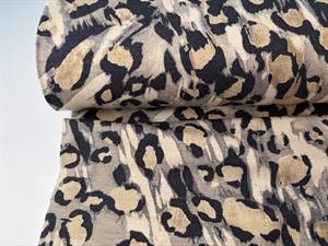 Viscosejersey - leopard på varm beige bund