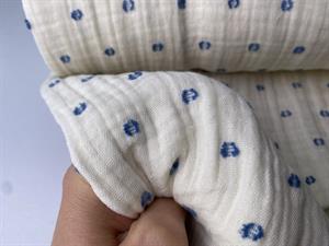 Dobbelt gauze - blå dobby prikker