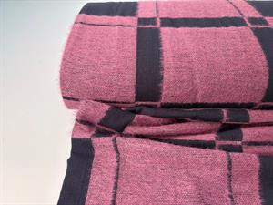 Jacquardvævet bomuld - store flotte tern i plum / navy