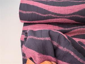 Jacquardvævet bomuld - wavy i plum / navy