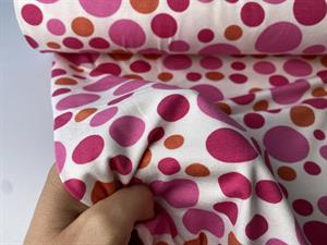 Viscosejersey - sjove prikker i lyserøde toner