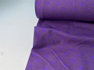 Bomuldsjersey - mørk lilla med fine stjerner