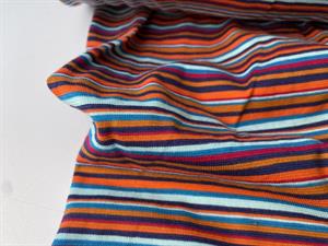 Bomuldsjersey - lækre smalle striber i brændte toner