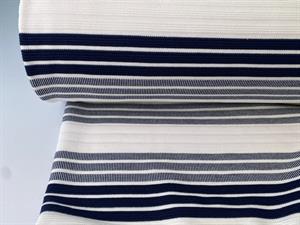 Jersey - lækker rillet i marineblå og offwhite