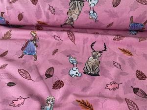 Bomuldsjersey - lyserød med Frost print