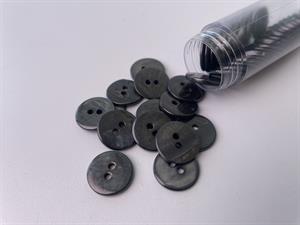 Perlemorsknap - metal look, 15 mm