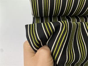 Vinterjersey - sort med grønne og offwhite lodrette striber