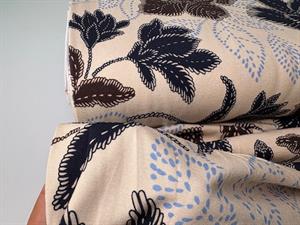 Viscosejersey - flotte blade på lys bund