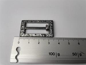 Bæltespænde - gråsort med sølv, 25 mm
