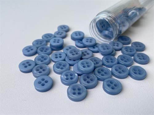 Skjorteknap - klassisk, blank og dueblå, 10 mm