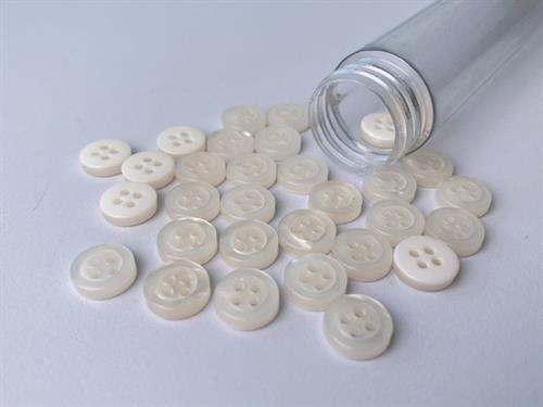 Skjorteknap - klassisk, blank og offwhite, 10 mm