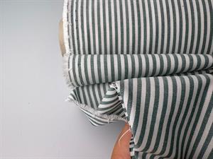 Vævet poplin - lækre garnfarvede striber i mørkegrøn