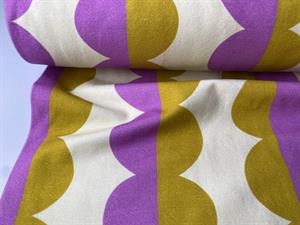 Bomuldsjersey - curvy i lilla og sennepsgrøn