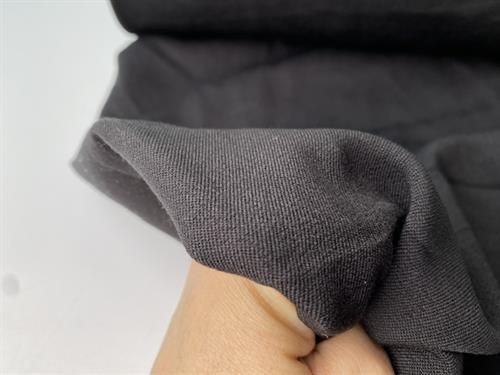 Gabardine - krølfri buksestof i wool touch, sort
