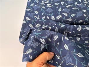 Bomuldsvoile - boheme inspireret, leaves indigo