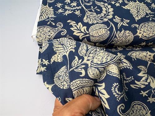 Bomuldsvoile - boheme inspireret, flowers indigo