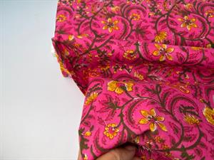 Bomuldsvoile - boheme inspireret, flowers dark pink
