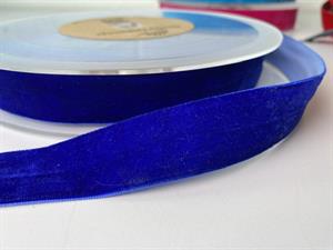 Vævet velour bånd - koboltblå, 25 mm