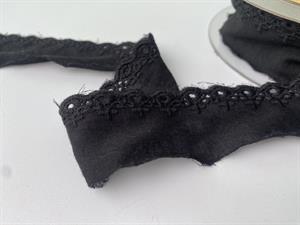 Broderi anglaise bånd - sort, 35 mm