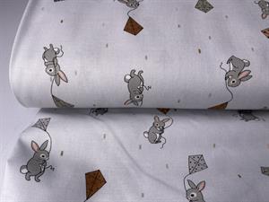 Patchwork stof - nuttede kaniner med fine drager