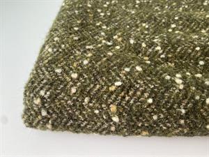 Frakkeuld - sildebensvævet i militærgrøn med tweed look