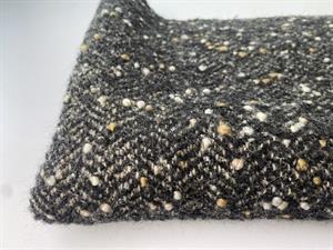 Frakkeuld - sildebensvævet i gråsort med tweed look