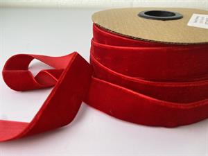 Vævet velour bånd - rød, 25 mm