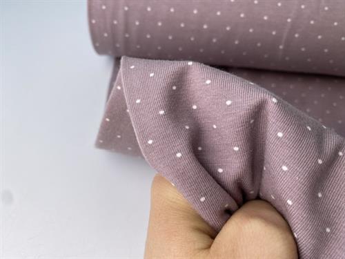 Bomuldsjersey - mini dots på mauve bund