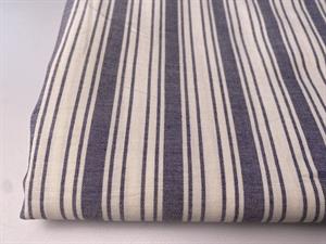 Skjortepoplin - lækre striber i navy og offwhite