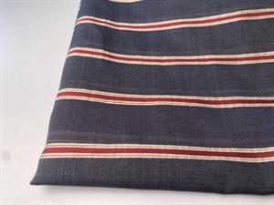 Bomulds batist - støvet blåsort med blanke striber