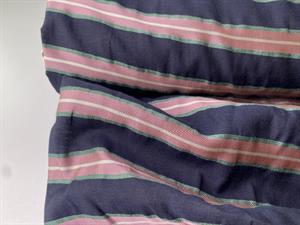 Fastvævet viscose foer - marineblå med flotte blanke striber