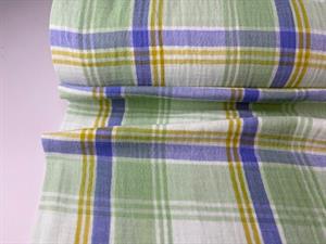 Dobbelt gauze - fine tern i lavendelblå, grøn og okker