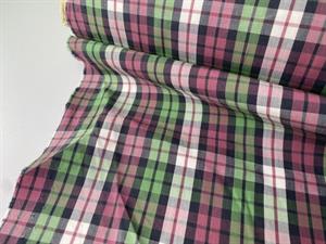 Skjortepoplin - lækre tern i dusty pink / green